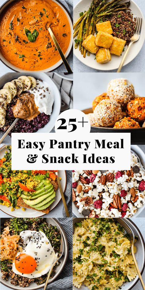 25+ Easy Pantry Meal & Snack Ideas | Walder Wellness, Dietitian (RD) Pantry Dinner Ideas, Healthy Pantry Meals, Pantry Meal Kits, Pantry Wall Ideas, Quinoa Breakfast Recipes, Pantry Must Haves, Pantry Dinner, Pantry Cooking, Survival Recipes