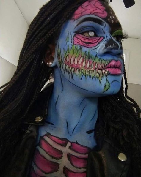 Zombie Pop, Pop Art Zombie, Pop Art Makeup, Art Makeup, Halloween Makeup, Zombie, Face Paint, Halloween Face, Face Makeup