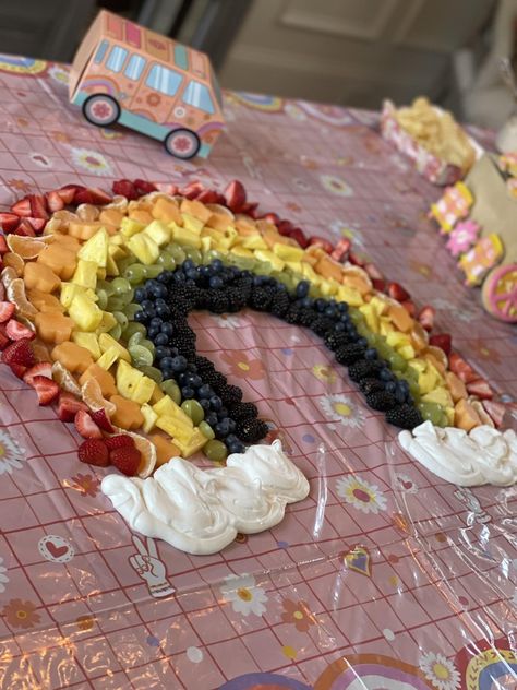 4ever Groovy Birthday Party, Two Groovy Birthday Treats, Two Groovy Charcuterie Board, Two Groovy 2nd Birthday Party, Two Groovy Snack Ideas, Food For Groovy Party, Retro Birthday Party Food, Two Groovy Birthday Party Games, Groovy Party Food Table