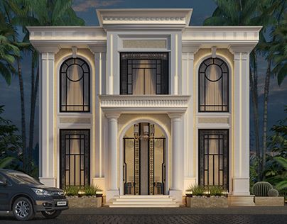 Neo Classic Villa Elevation Neo Classic Villa, Classic Villa Exterior, Villa Elevation, Classical Villa, Villa Exterior Design, Fasad Design, Eksterior Modern, Kerala House, Classical House