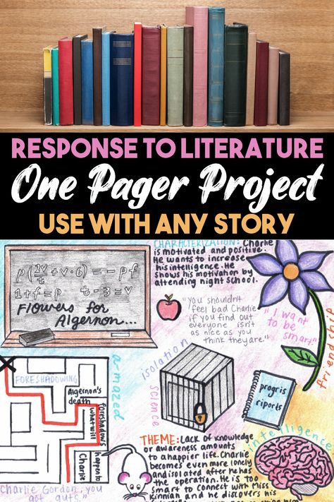 Theme Projects Literature, Novel Projects, Daniel Keys, Teaching Short Stories, Gifted Learners, 8th Grade Reading, Assignment Ideas, Literature Project, Flowers For Algernon