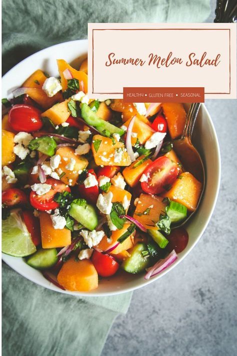 Maple Syrup Dressing, Meal Planning Recipes Healthy, Cucumber Tomato Feta Salad, Tomato Feta Salad, Recipe Cucumber, Melon Salad, Salad Summer, Snacks Under 100 Calories, Cheap Clean Eating