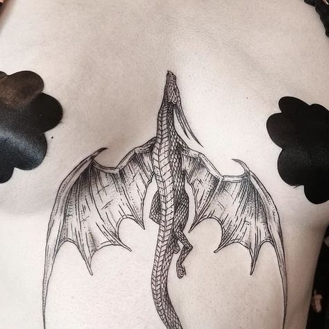 Dragon Sternum Tattoo, Sternum Piece, Pagan Halloween, Sternum Tattoo, A Dragon, Tatting, Tattoos, Instagram