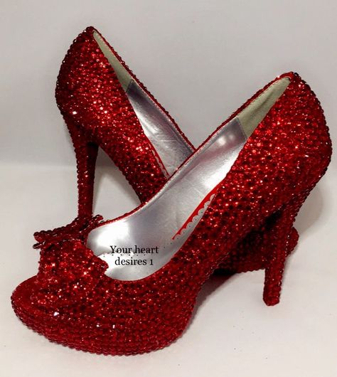 Red Rhinestones Heels, Red Fitted Rhinestone Heels, Red Glamorous Wedding Shoes, Red Rhinestone Party Heels, Red Rhinestone Wedding Heels, Bejeweled Shoes, Red Glitter Shoes, Red Bridal Shoes, Glittery Shoes