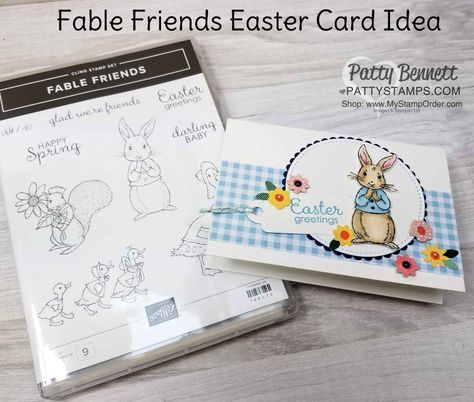 Fable Friends Easter and Spring Card Ideas - Patty Stamps Stampin Up Fable Friends, Fable Friends, Patty Bennett, Stampin Blends, Happy Easter Greetings, Easter Cards Handmade, Bunny Images, Stampin Up Project, Polka Dot Paper