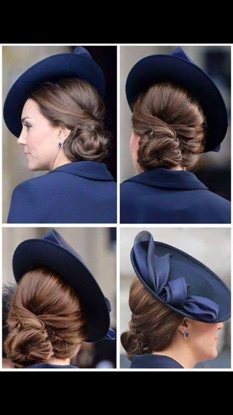 March 13 2015, National Service of Commemoration, St Paul's Cathedral Hair With Fascinator Hairstyles, Hair Up With Fascinator, Royal Hairstyle, Ducesa Kate, Side Chignon, Kate Middleton Hats, Düşes Kate, Vintage Updo, Kate Middleton Hair