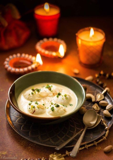 Ras Malai Recipe, Diwali Mithai, Malai Recipe, Ras Malai, Sweets Photography, Easy Indian Dessert Recipes, Sweet Crepes Recipe, Indian Food Photography, Diwali Snacks