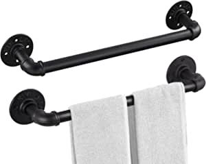 Black Towel Bars With Shiny Plumbing Fixtures, Farmhouse Towel Bars, Industrial Towel Rack, Pipe Towel Rack, Pipe Towel Bar, Pipe Toilet Paper Holder, Black Towel Bar, Bath Towel Holder, Towel Rod