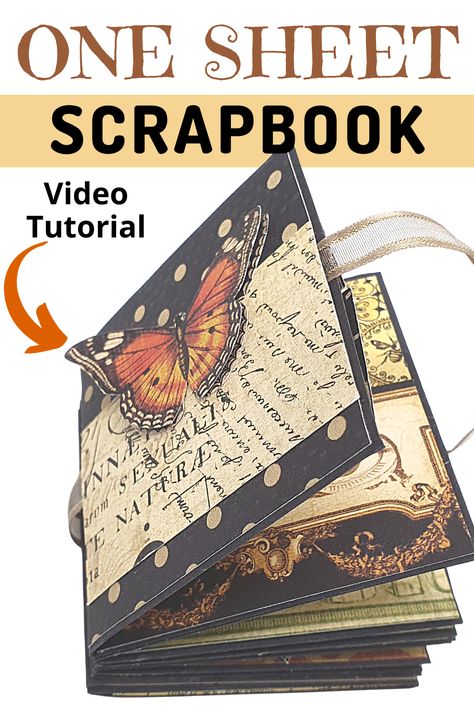 I just made an amazing one sheet scrapbook that you can make too. In this one page mini album tutorial you'll have all the steps to make this adorable interactive one sheet pocket book for photos and journaling #Flip_Album_Tutorial #One_Page_Mini_Album_Tutorials #Scrapbook_Folio_Tutorials #How_To_Make_Junk_Journal_Pockets How To Make Junk Journal Pockets, Mini Book Printable Free, Album Photo Diy, How To Make A Pop Up Book, Mini Album Tutorial Templates, Small Scrapbook Ideas, One Page Wonder, Diy Mini Album Tutorial, Mini Photo Book