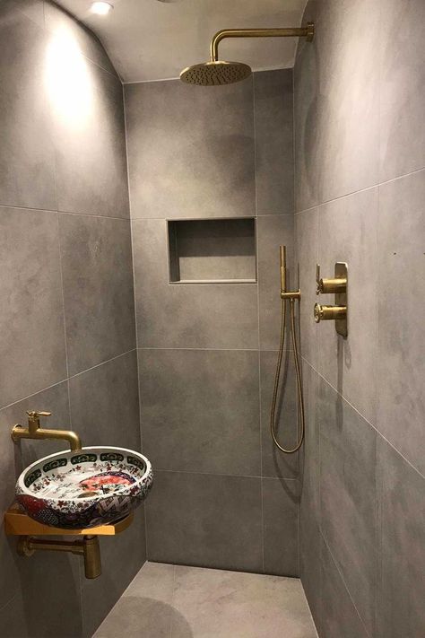 Tiny Ensuite Shower Room Narrow Bathroom, Wet Room Small Space, Compact Wet Room, Wet Rooms Small, Tiny Ensuite Ideas Narrow, Dark Wet Room, Rainshower Bathroom Ideas Small, Narrow Shower Room Ideas, Small Shower Room Ideas Narrow