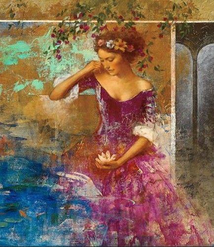 Francois Fressinier, Mermaid Island, Romantic Paintings, Figurative Abstract, Gothic Church, Figurative Artists, Bougainvillea, Mix Media, Old Master