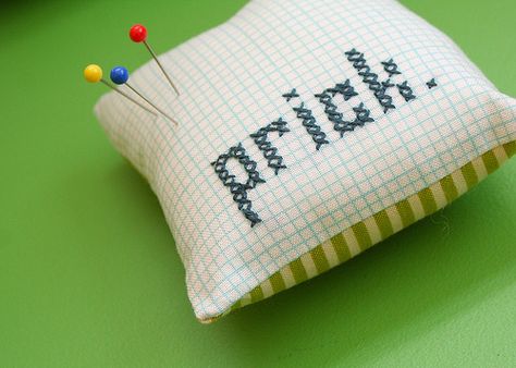 crossstitched by badskirt, via Flickr Sewing Humor, Subversive Cross Stitch, Needle Cases, Vintage Sewing Machines, Pin Cushion, Love Sewing, Modern Cross Stitch, Sewing Notions, Quilt Ideas