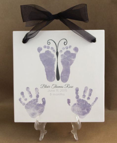 Baby Birth Announcement butterfly nursery by MyForeverPrints Baby Footprint Art, Footprint Crafts, Baby Footprint, Art Butterfly, Footprint Art, Handprint Crafts, Foot Print, Baby Footprints, Handprint Art