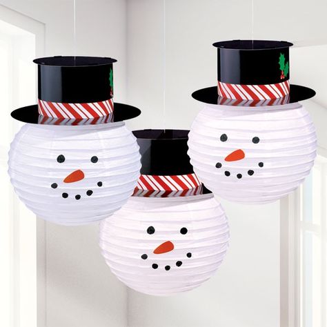 Schnee Party, Snow Party, Snowman Party, Crafts For Seniors, Christmas Party Supplies, Lanterns Decor, Dollar Store Crafts, Paper Lanterns, Christmas Deco