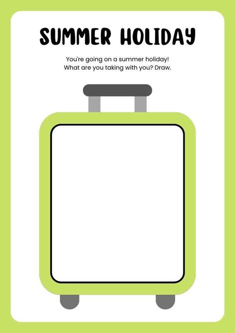 What to Pack for Summer Holiday English Drawing Worksheet Holiday Drawing, English Drawing, Drawing Worksheet, Summer Worksheets, Holiday Worksheets, English Summer, English Worksheets For Kids, English Lessons For Kids, Worksheet Template