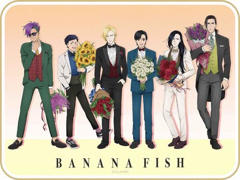 🍌 Cindy🐟 on Twitter: "It looks like nobody died and everyone is congratulating Ash and Eiji for getting married… " Blanca Banana Fish, Ash Linx, Banana Art, Flower Meanings, Purple Tulips, Banana Fish, Nice Art, Happy Flowers, Heaven's Official Blessing