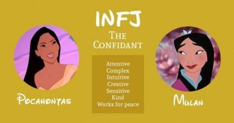 INFJ: Disney Edition! Mulan and Pocahontas Meyers Briggs Personality Test, Infj Characters, The 16 Personality Types, Infj Psychology, Introverted Thinking, Myers Briggs Personality Test, Infj Type, Infj Mbti, Infj Personality Type