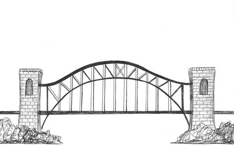 Bridge Illustration Simple, Bridge Vector, Bridge Line Art, Golden Gate Bridge Illustration, Golden Gate Bridge Art, Bridge Art, Street Design, Sydney Harbour Bridge, Society6 Art