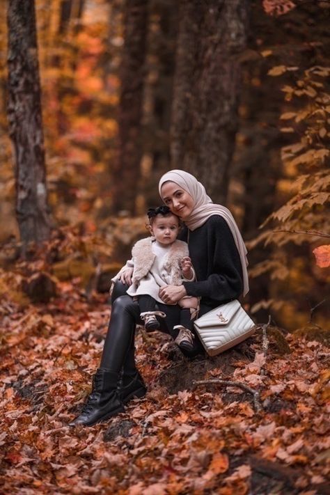 Leena Snoubar, With Love Leena, Love Leena, Daughter Photo Ideas, Muslimah Photography, Mother Daughter Photos, Fall Forest, Rib Sweater, Dream Family