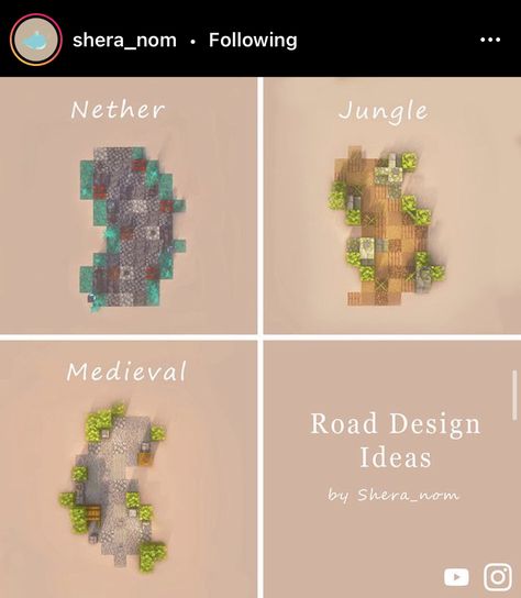 Minecraft Walking Path, Medieval Road Minecraft, Road In Minecraft, Road Ideas Minecraft, Paths In Minecraft, Road Minecraft Design, Minecraft Stone Path Ideas, Dirt Path Minecraft, Trail Ruins Minecraft