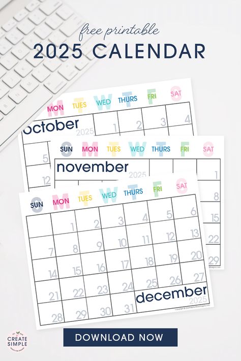 Get Set for 2025 with the Ultimate Printable Calendar | Free Digital Download 2025 Free Printable Calendar, 2025 Printable Calendar Free, 2025 Calendar Printable Free, Printable Calendar Free, Menu Planning Printable, Printable Calendar Design, Printables Planner, Dollar Diy, Calendar Designs