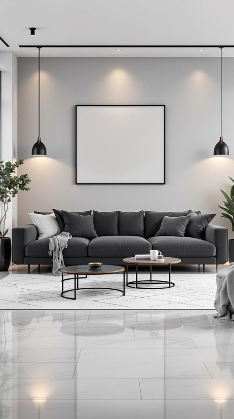 Dark Grey Couch Living Room Grey Couch Living Room Ideas, Dark Grey Couch, Dark Grey Couch Living Room, Dark Grey Couches, Couch Living Room Ideas, Dark Gray Sofa, Living Room Minimalist, Grey Couch, Grey Couch Living Room