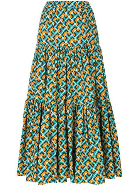 Skirts Tiered, Skirt Frill, Latest Ankara Dresses, Patterned Skirts, Flouncy Skirt, Long African Dresses, Ankara Dress Styles, African Print Skirt, African Skirts