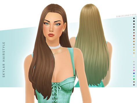 simcelebrity00 skylar hairstyle v2 2000s Hairstyles, Eva Hair, Sims 4 Piercings, Sims 4 Challenges, Sims Games, Sims 4 Dresses, Sims Four, Sims 4 Collections, Sims Hair