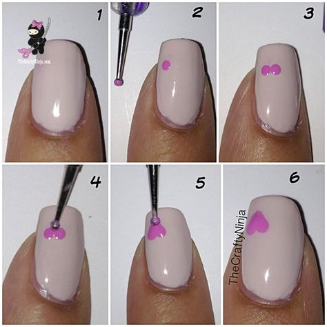 Going to try with Avon's nail dotting tool and speed dry nail polish. DIY Heart Nails How To Do Hearts On Nails Tutorial, Valentines Day Nails For Beginners, Heart Tutorial Nails, Nails Heart Tutorial, Easy Valentines Day Nail Designs, Nail Heart Tutorial, Valentines Nail Art Designs Short, How To Make Hearts On Nails, Heart Nail Tutorial