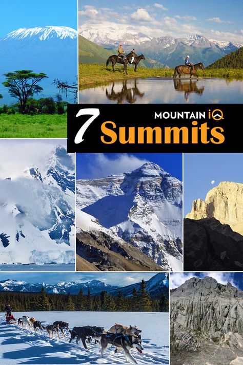 Seven Summits is a coveted mountaineering challenge that sees climbers tackle some of the world’s tallest mountains in order to reach the highest peaks located on each of the seven continents.  7 Summits - Detailed Overview 1. Mount Everest (8,848m/29,028.9ft) 2. Mount Aconcagua (6,961m/22,837ft) 3. Denali (6,194m/20,310ft) 4. Kilimanjaro (5,895m/29,029ft) 5. Mount Elbrus (5,642m/18,510ft) 6. Mount Vinson (4,892m/16,050 ft) 7. Carstensz Pyramid / Puncak Jaya (4,884m/16,024ft) Mount Vinson, The 7 Continents, Mount Elbrus, Seven Summits, Seven Continents, 7 Continents, Beautiful Hikes, Hiking Destinations, Best Hikes