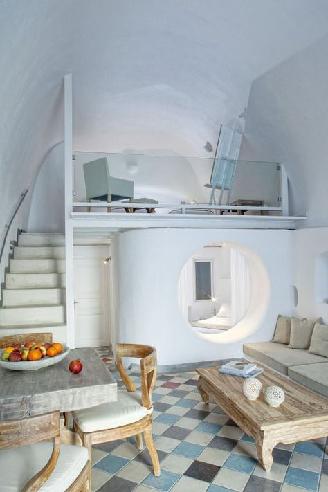 Santorini House, Cob House, Earth Homes, Minimalist House Design, Santorini Greece, Rustic Interiors, Minimalist Home, 인테리어 디자인, Second Floor