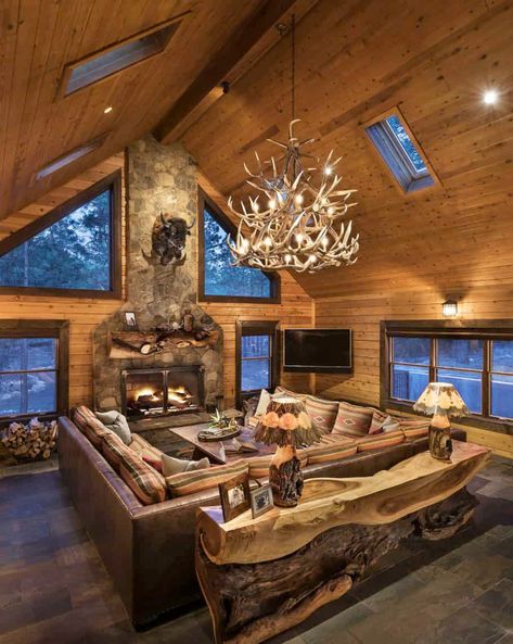 Rustic Inspiration, تصميم داخلي فاخر, Casa Country, Cabin Interiors, Cabin Living, Rustic Home Design, Log Cabin Homes, Cabin Style, Rustic Living