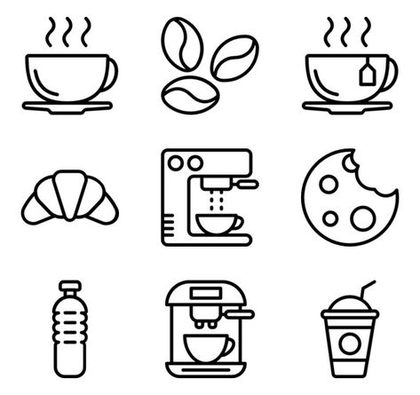 Coffee Drawing Easy, Coffee Cup Drawing Simple, Stickers Design Ideas, Coffee Cup Drawing, Cup Drawing, Kartu Pokemon, Icon Inspiration, Coffee Doodle, Penanda Buku