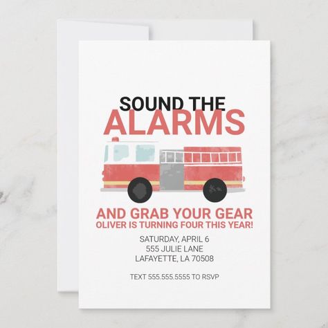 Watercolor Firetruck Birthday Party Invitation - tap/click to personalize and buy  #watercolor, #firefighter, #birthday #party #invitation, Firefighter Birthday Party, Firetruck Birthday Party, Firefighter Birthday, Firetruck Birthday, Watercolor Invitations, Retirement Parties, 4th Birthday Parties, Invitation Sizes, Graduation Invitations