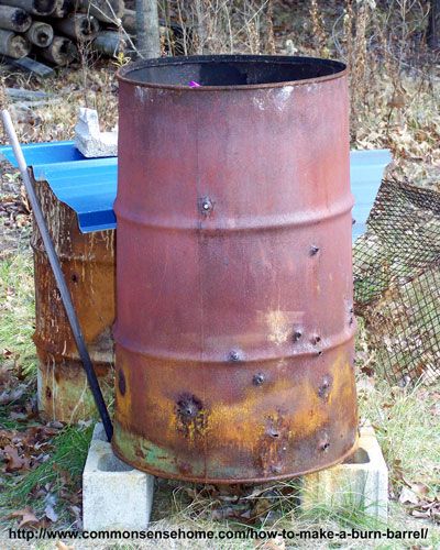 How to Make a Burn Barrel - Burn Trash Safely Fire Pit Drum, Barrel Fire Pit, Burn Barrel, Country Property, How To Build A Fire Pit, To Build A Fire, Trash Disposal, Barrel Projects, 55 Gallon Drum