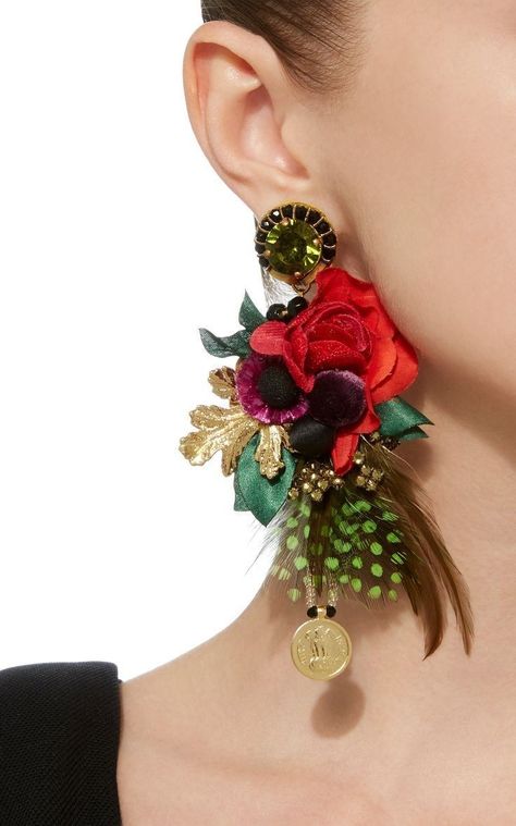 Ranjana Khan Earrings, Textile Earrings, Dramatic Earrings, Velvet Flowers, Textile Jewelry, Best Jewelry Stores, Women's Jewelry And Accessories, Gold Dipped, Floral Jewellery