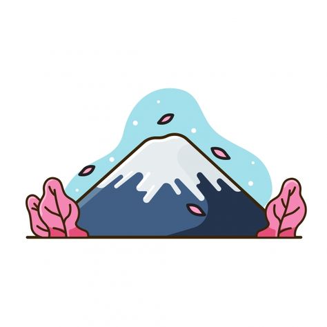 Fuji Mountain Illustration, Cartoon Mountains, Gunung Fuji, Mountain Vector, Cartoon Mountain, Mountain Clipart, Illustration Japanese, Japanese Mountains, Nature Logo Design