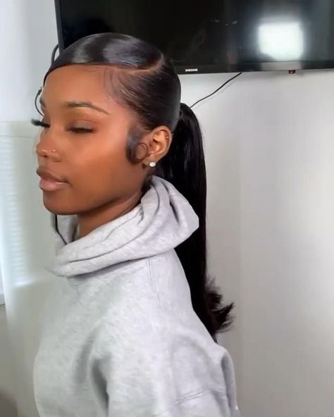 16 Inch Ponytail Weave, Frontal Hairstyles Ponytail, Slick Hairstyles Prom, Side Swoop Barbie Ponytail, Cute Weave Ponytails Black Women, Flipped Ponytail Hairstyles Black Women, Side Part Ponytail Black Women, Sleek Ponytails For Black Women, Flip Ponytail Hairstyle Black Women