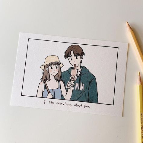 심플한 그림, About You, Seni Dan Kraf, Japon Illustration, Cute Couple Drawings, Kraf Diy, Cute Love Cartoons, Everything About You, Arte Inspo