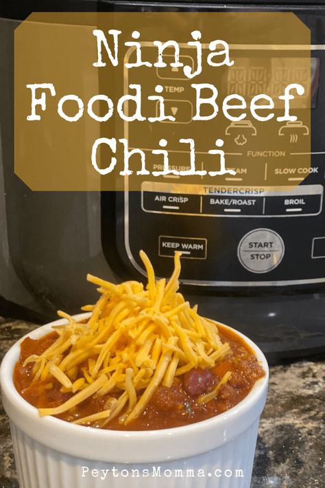 Pressure Cooker Chili, Ninja Cooking System Recipes, Beef Chili Recipe, Chili Ingredients, Ninja Recipes, Chilli Recipes, Beef Chili, Ninja Foodi, Chili Recipe