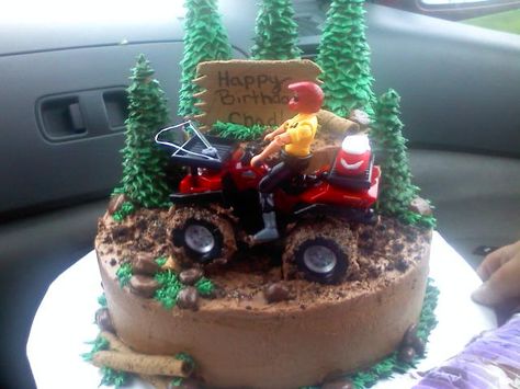 4 wheeler birthday cake by JCCupcakes, via Flickr 4 Wheeler Themed Birthday Party, 4 Wheeler Birthday Cake, 4 Wheeler Birthday Party, 4 Wheeler Cake, Guy Cakes, Camo Cakes, Campfire Cake, Construction Birthday Cake, Camping Cakes