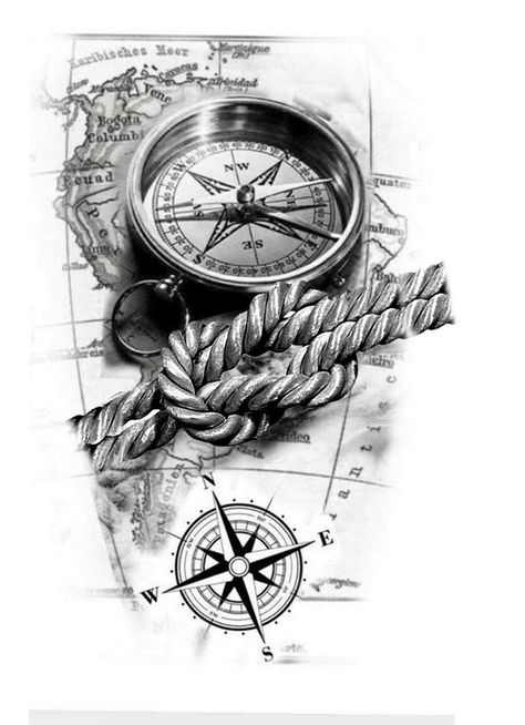 Women Chest Tattoos, Tattoo Designs Chest, Tattoos Lower Back, Tattoo Designs Dragon, Chest Tattoo Wolf, Ship Tattoo Sleeves, Nautical Compass Tattoo, Compass And Map Tattoo, Rope Tattoo