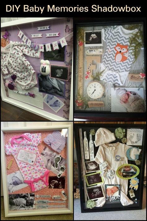 A baby memories shadowbox can bring parents back to one of the most important moments of their lives. Newborn Shadow Box Ideas, Baby Keepsake Box Ideas, Newborn Keepsake Ideas, Shadow Box For Baby, Baby Shadow Box Ideas, Newborn Shadow Box, Baby Hand And Foot Prints, Baby Shadow Box