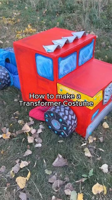 Optimus Prime Costume Diy, Transformer Halloween Costume, Optimus Prime Costume, Transformer Costume, Cardboard Costume, Transformers Optimus, Transformers Optimus Prime, Diy Crafts Paper Flowers, Painted Boxes