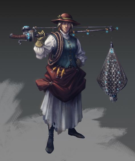 Fisherman Fantasy Art, Fisherman Art Character Design, Fish Folk Dnd, Dnd Fisherman Art, Fisherwoman Character Design, Dnd Fisherman, Medieval Fisherman, Fantasy Fisherman, Fisherman Character Design