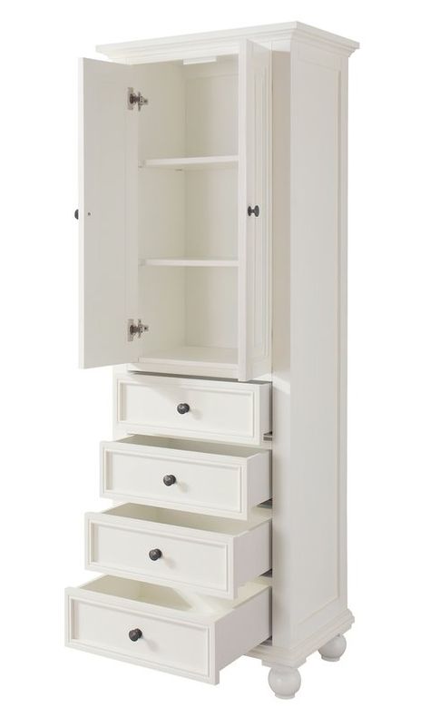 Free Standing Linen Cabinet In Bathroom, Bathroom Cabinets Ideas, Office Closet Ideas, Storage Solutions For Small Spaces, Bathroom Cupboards, Tall Bathroom Storage Cabinet, Tall Bathroom Storage, Tall Bathroom, Zen Bathroom