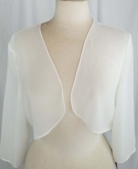 Beautiful Ivory/white Sheer Chiffon 3/4 sleeves Bolero Jacket /Shrug Wedding Dress Cocktail, Chiffon Bolero, Lace Bolero Jacket, Wedding Jackets, Converse Wedding Shoes, Wedding Dressses, Chiffon Jacket, Casual Frocks, Wedding Converse