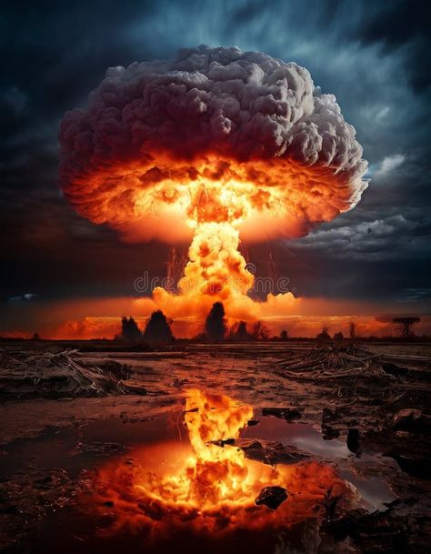 Fiery nuclear explosion mushroom cloud with intense reflection royalty free stock photo Nuclear Explosion, Mushroom Cloud, Vector Shapes, Art Portfolio, Royalty Free Stock Photos, Royalty, Stock Images, Royalty Free, Stuffed Mushrooms