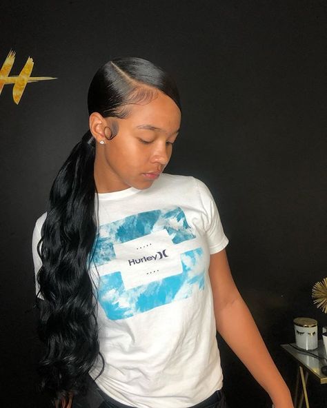 Long Ponytail Hairstyles, Slicked Back Ponytail, Weave Ponytail Hairstyles, Sleek Ponytail Hairstyles, Weave Ponytail, Sew In Hairstyles, Black Ponytail Hairstyles, Birthday Hairstyles, Curly Hair Photos