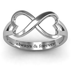 Simple Double Heart Infinity Ring #jewlr Promise Ring for her Heart Infinity Ring, Infinity Jewelry, Infinity Heart, Infinity Ring, Promise Rings For Her, Name Jewelry, Double Heart, Two Hearts, Rings Simple